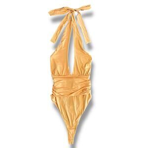 Out From Under Halter Bodysuit Peach Apricot Women’s Size M Urban Outfitters